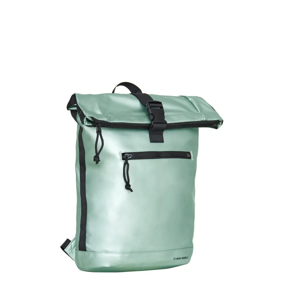 New Rebels Mart New York Metallic Lichtgroen 21L Rugtas Rolltop Waterafstotend Laptop 15.6"