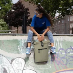 New Rebels Mart New York Taupe 21L Rugtas Rolltop Waterafstotend Laptop 15.6