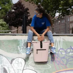 New Rebels Mart New York Oudroze 21L Rugtas Rolltop Waterafstotend Laptop 15.6