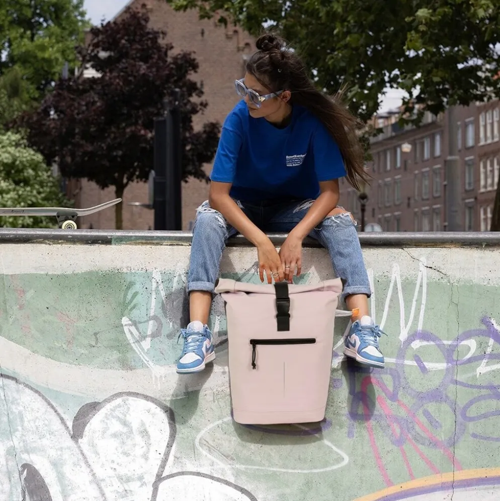New Rebels Mart New York Oudroze 21L Rugtas Rolltop Waterafstotend Laptop 15.6"