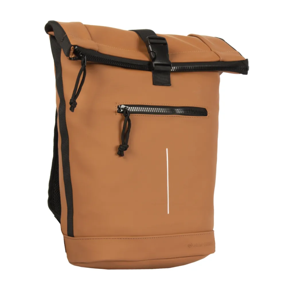 New Rebels Mart New York Cognac 21L Rugtas Rolltop Waterafstotend Laptop 15.6"
