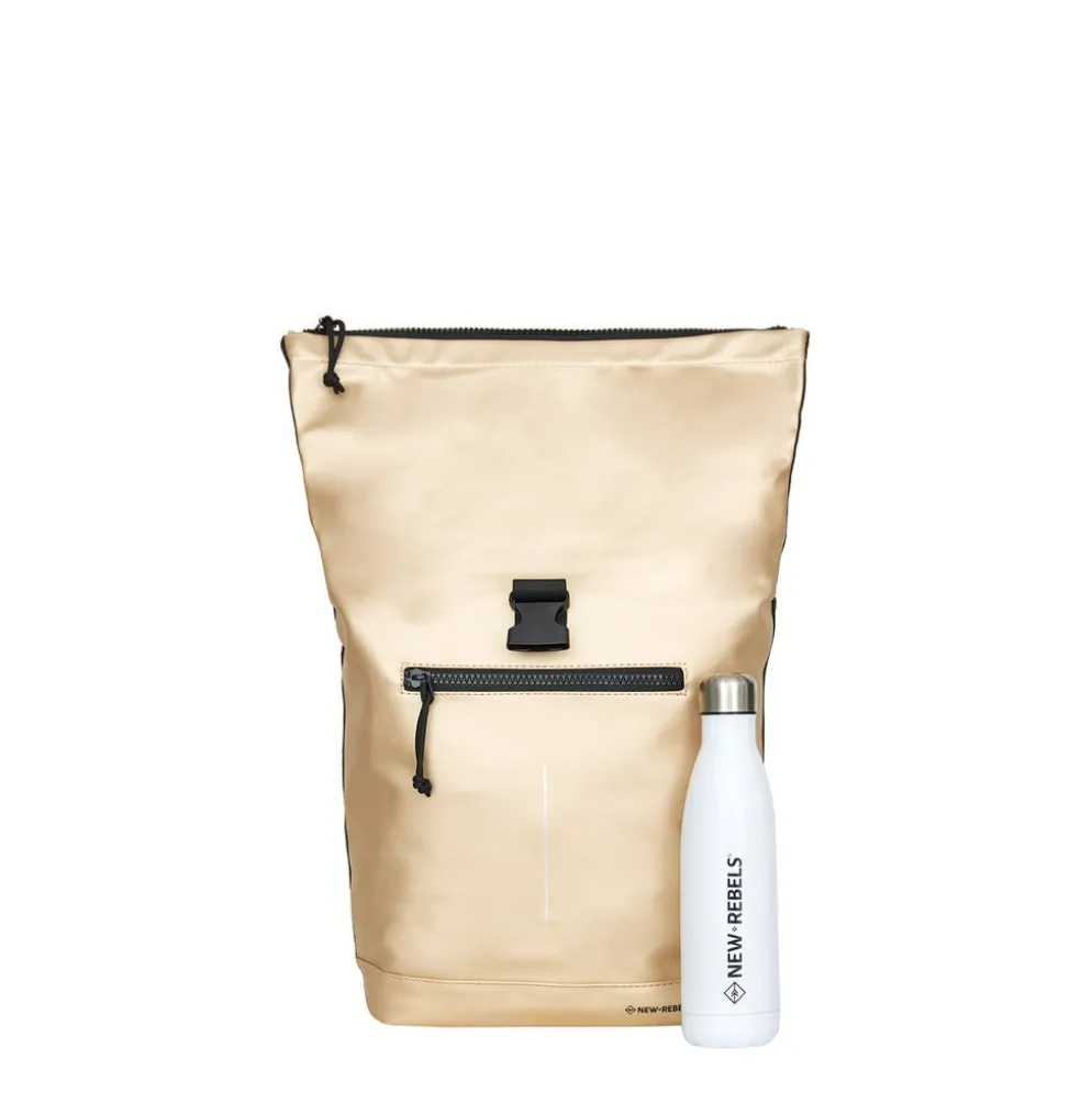 New Rebels Mart New York Metallic Goud 21L Rugzak Rolltop Waterafstotend Laptop 15.6"