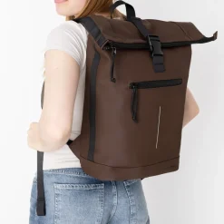 New Rebels Mart New York Mocca 21L Rugzak Rolltop Waterafstotend Laptop 15.6"