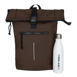 New Rebels Mart New York Mocca 21L Rugzak Rolltop Waterafstotend Laptop 15.6