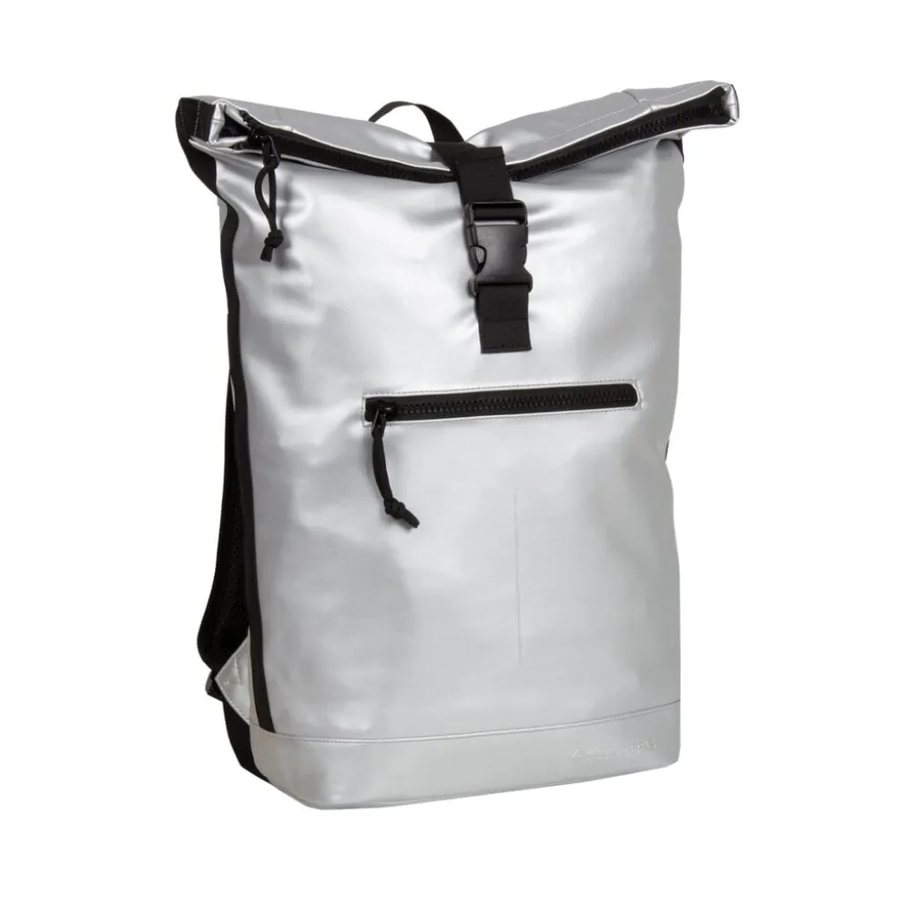 New Rebels Mart New York Metallic Zilver 21L Rugtas Rolltop Waterafstotend Laptop 15.6"