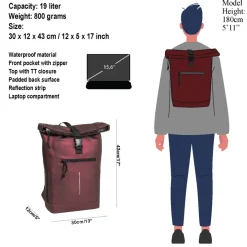 New Rebels Mart New York Metallic Burgundy 21L Rugtas Waterafstotend Laptop 15.6