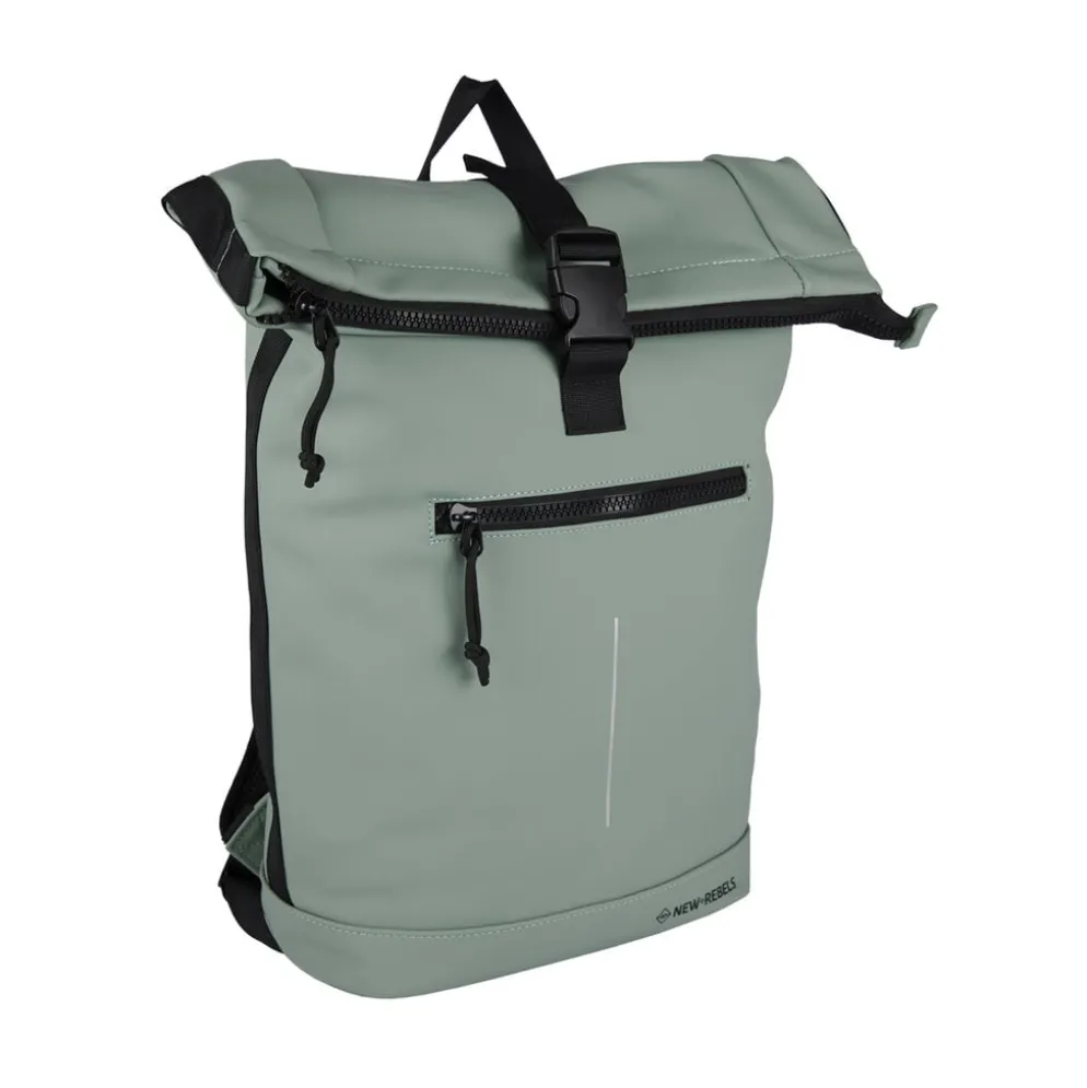New Rebels Mart New York Salie Groen 21L Rugtas Rolltop Waterafstotend Laptop 15.6"