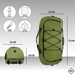 New Rebels Nevada Newark Olijf Groen 110L Rollable Trolley Weekendtas Waterafstotend