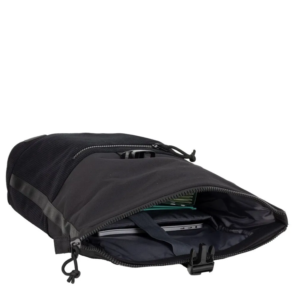 New Rebels New York Ribbi Rolltop Rugzak 17-21L Schooltas & Werktas Ribstof Laptop Rugtas 15.6 inch Zwart