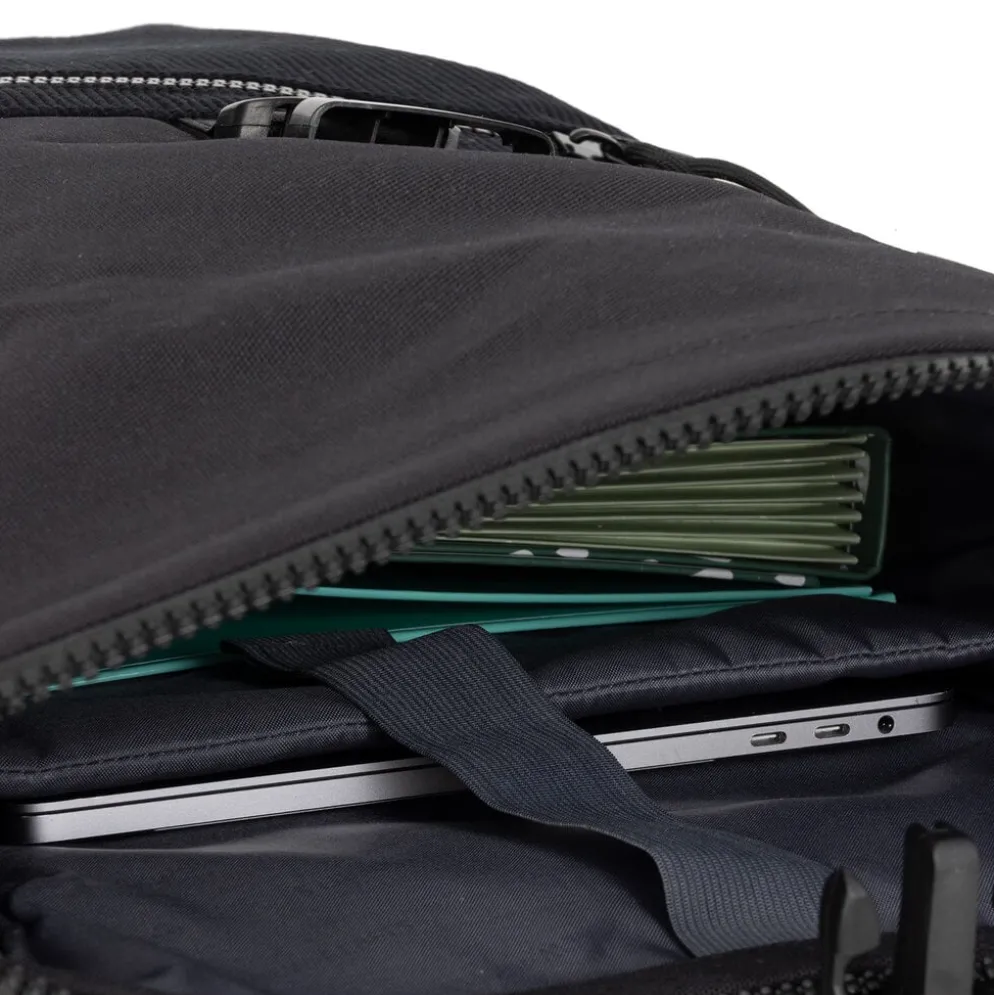 New Rebels New York Ribbi Rolltop Rugzak 17-21L Schooltas & Werktas Ribstof Laptop Rugtas 15.6 inch Zwart