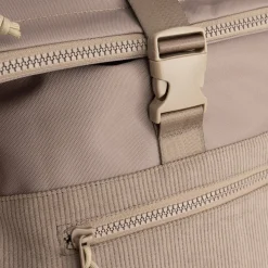 New Rebels New York Ribbi Rolltop Rugzak 17-21L Schooltas & Werktas Ribstof Laptop Rugtas 15.6 inch Taupe
