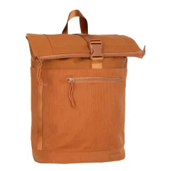 New Rebels New York Ribbi Rolltop Rugzak 17-21L Schooltas & Werktas Ribstof Laptop Rugtas 15.6 inch Oranje coffee bruin