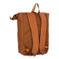 New Rebels New York Ribbi Rolltop Rugzak 17-21L Schooltas & Werktas Ribstof Laptop Rugtas 15.6 inch Oranje coffee bruin
