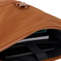 New Rebels New York Ribbi Rolltop Rugzak 17-21L Schooltas & Werktas Ribstof Laptop Rugtas 15.6 inch Oranje coffee bruin