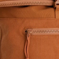 New Rebels New York Ribbi Rolltop Rugzak 17-21L Schooltas & Werktas Ribstof Laptop Rugtas 15.6 inch Oranje coffee bruin