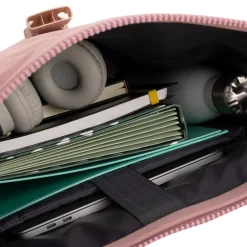 New Rebels New York Ribbi Rolltop Rugzak 17-21L Schooltas & Werktas Ribstof Laptop Rugtas 15.6 inch Old Pink