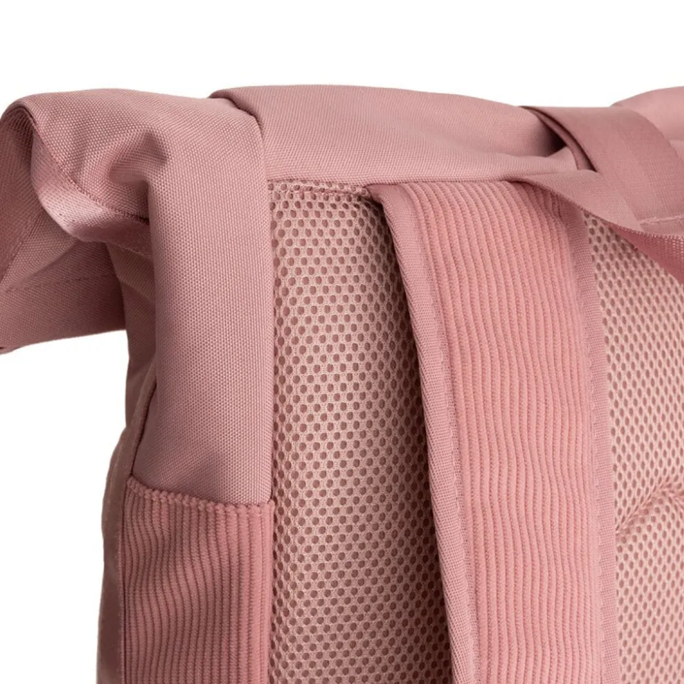 New Rebels New York Ribbi Rolltop Rugzak 17-21L Schooltas & Werktas Ribstof Laptop Rugtas 15.6 inch Old Pink