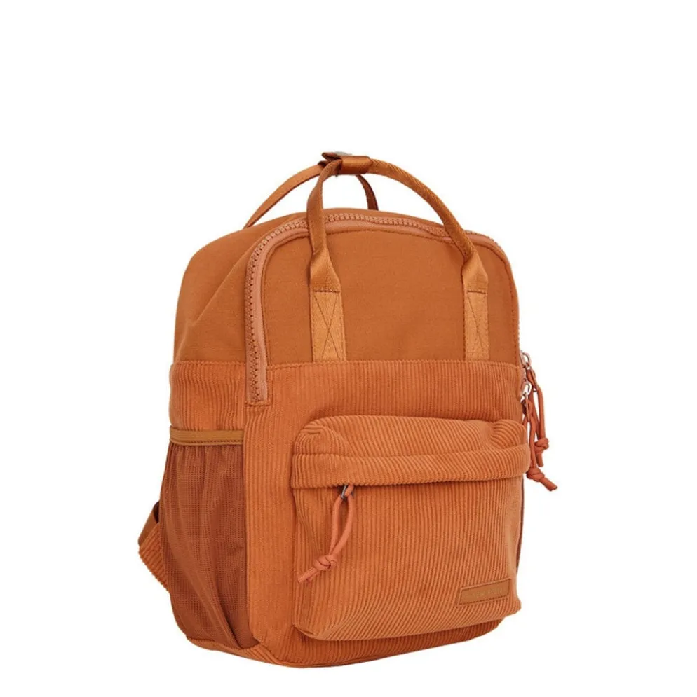 New Rebels Ribbi Juno Handel Backpack mini – Ribstof 900D Polyester 13L Lichtgewicht & Comfortabel – 23x10x31 cm – Dames & Heren Rugzak Oranje Coffee Brown