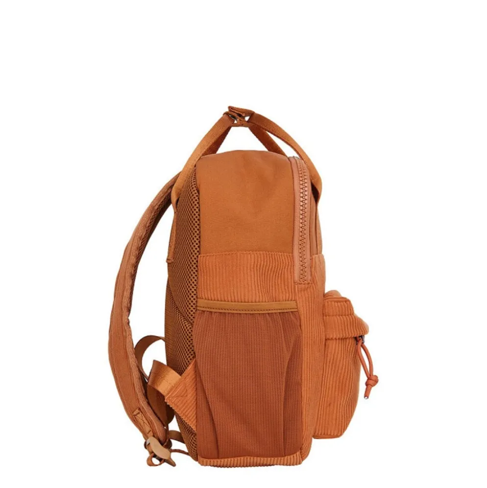 New Rebels Ribbi Juno Handel Backpack mini – Ribstof 900D Polyester 13L Lichtgewicht & Comfortabel – 23x10x31 cm – Dames & Heren Rugzak Oranje Coffee Brown