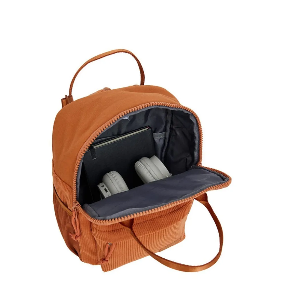 New Rebels Ribbi Juno Handel Backpack mini – Ribstof 900D Polyester 13L Lichtgewicht & Comfortabel – 23x10x31 cm – Dames & Heren Rugzak Oranje Coffee Brown