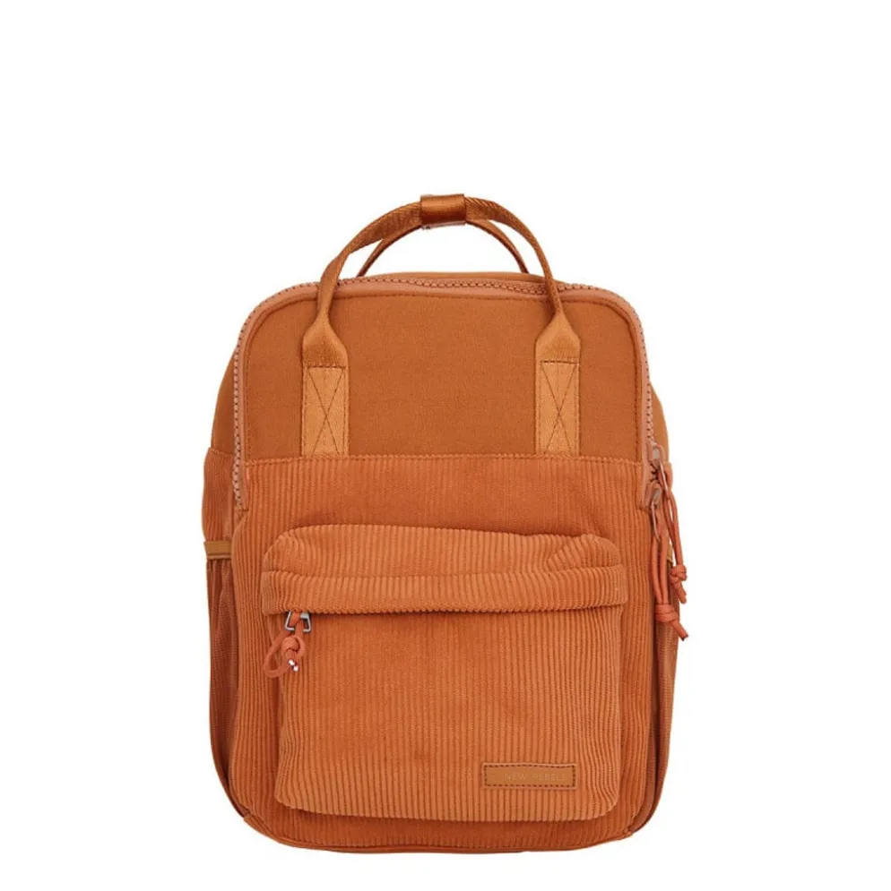 New Rebels Ribbi Juno Handel Backpack mini – Ribstof 900D Polyester 13L Lichtgewicht & Comfortabel – 23x10x31 cm – Dames & Heren Rugzak Oranje Coffee Brown