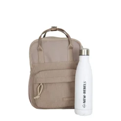 New Rebels Ribbi Juno Handel Backpack mini – Ribstof 900D Polyester 7L Lichtgewicht & Comfortabel – 23x10x31 cm – Dames & Heren Rugzak Taupe