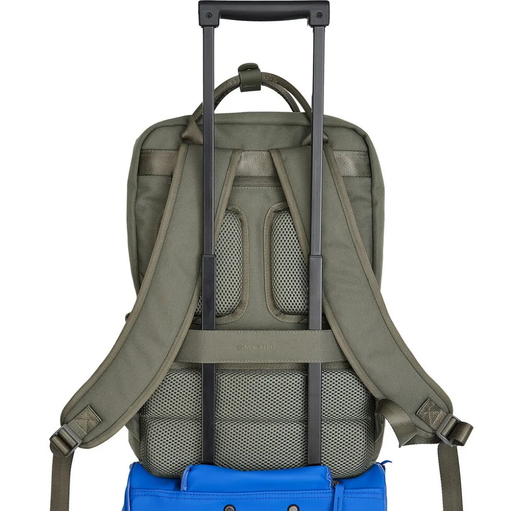 New Rebels Ribbi Milwaukee – Laptoptas Schooltas Werktas 15.6 inch Laptopvak Rugzak Rib Fabric 18L Sage Green