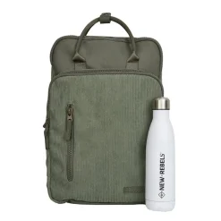 New Rebels Ribbi Milwaukee – Laptoptas Schooltas Werktas 15.6 inch Laptopvak Rugzak Rib Fabric 18L Sage Green