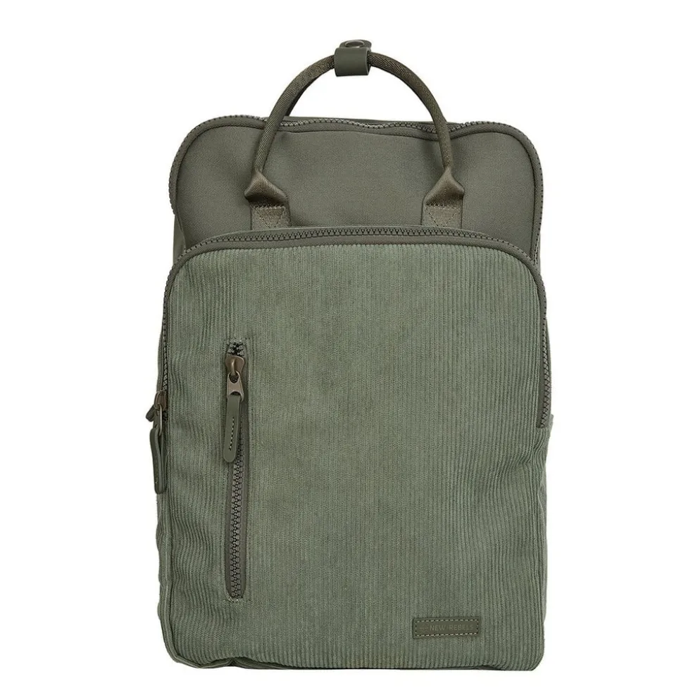 New Rebels Ribbi Milwaukee – Laptoptas Schooltas Werktas 15.6 inch Laptopvak Rugzak Rib Fabric 18L Sage Green