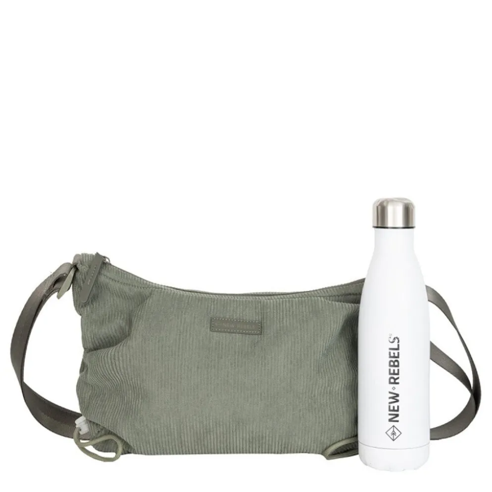 New Rebels Ribbi Rose Schoudertas 6.1L Ribstof Polyester – Comfortabele dagelijkse crossbody - Sage Green