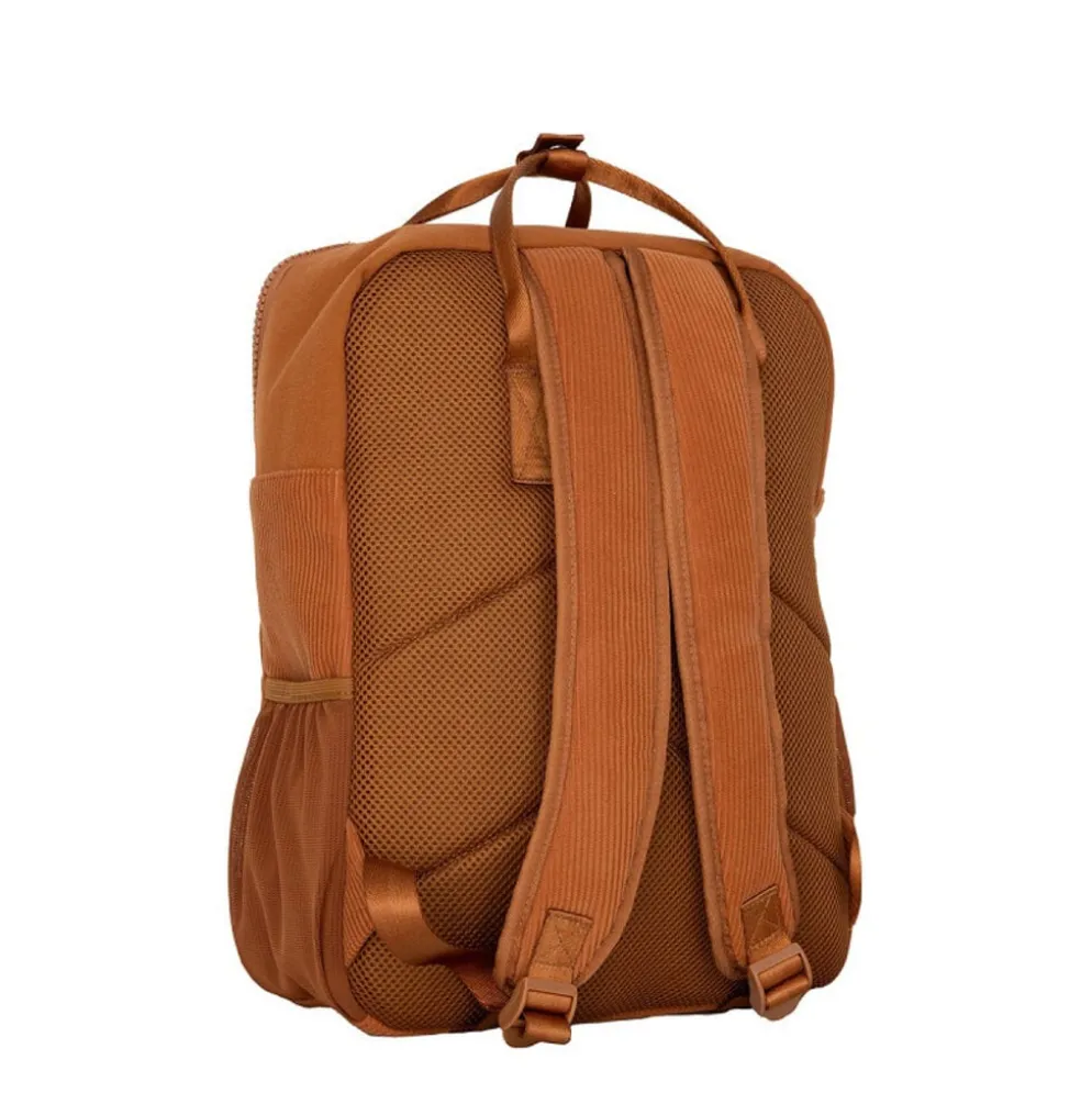 New Rebels Springfield Ribbi Rugzak 13L – Stevig Rib Polyester – Lichtgewicht Schooltas & Werktas - Coffee Brown / Cognac