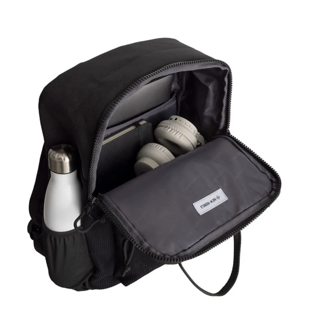 New Rebels Springfield Ribbi Rugzak 13L – Stevig Rib Polyester – Lichtgewicht Schooltas & Werktas - Black
