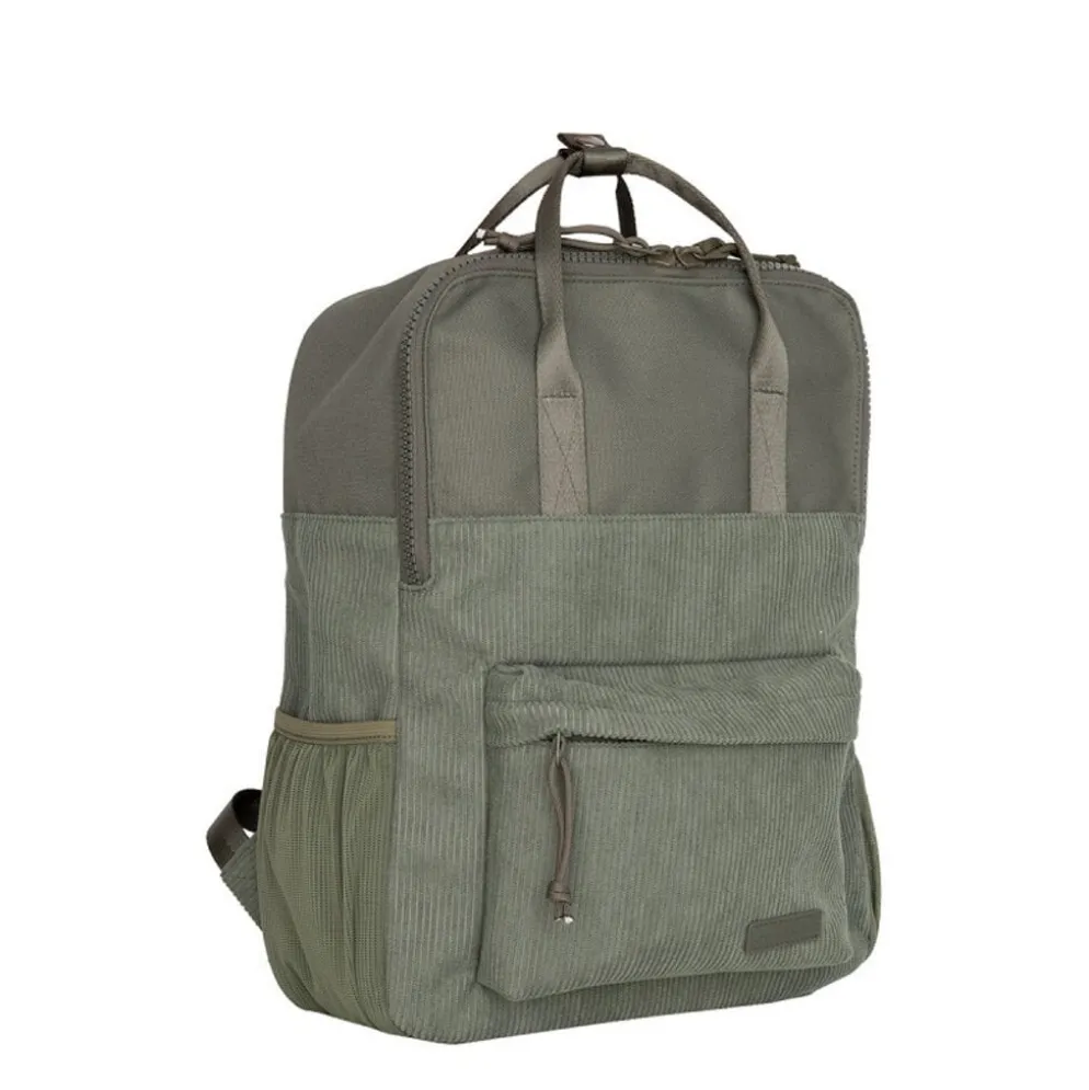 New Rebels Springfield Ribbi Rugzak 13L – Stevig Rib Polyester – Lichtgewicht Schooltas & Werktas - Sage Green