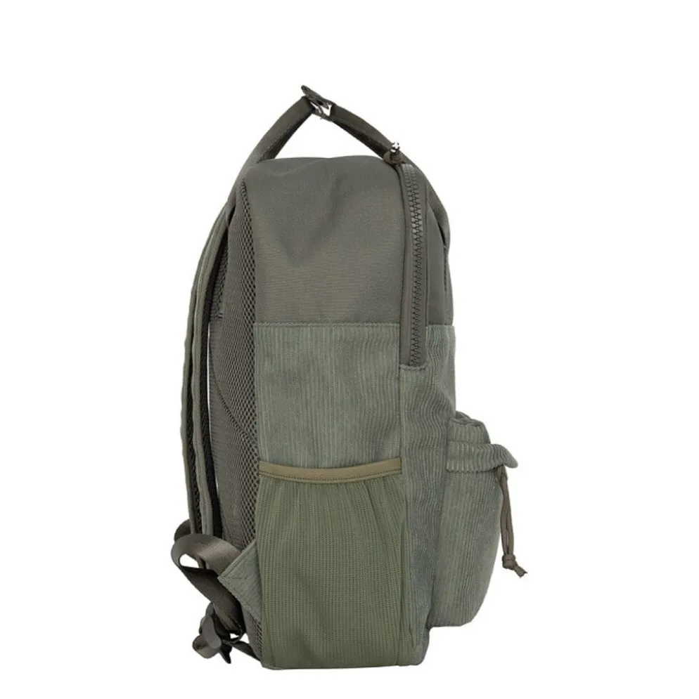 New Rebels Springfield Ribbi Rugzak 13L – Stevig Rib Polyester – Lichtgewicht Schooltas & Werktas - Sage Green