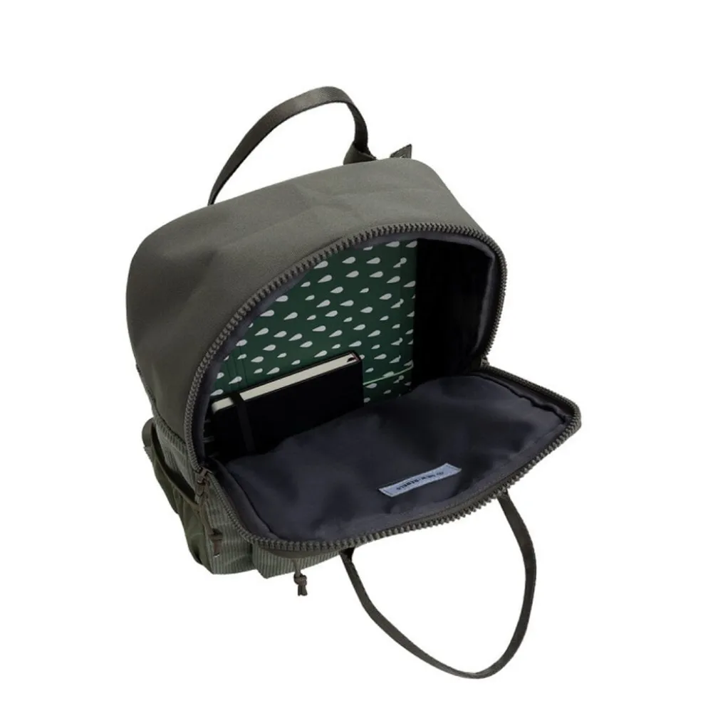 New Rebels Springfield Ribbi Rugzak 13L – Stevig Rib Polyester – Lichtgewicht Schooltas & Werktas - Sage Green
