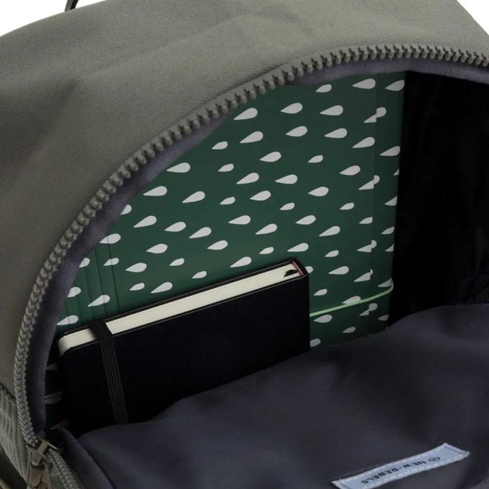 New Rebels Springfield Ribbi Rugzak 13L – Stevig Rib Polyester – Lichtgewicht Schooltas & Werktas - Sage Green