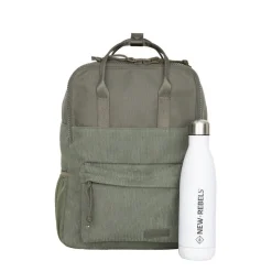 New Rebels Springfield Ribbi Rugzak 13L – Stevig Rib Polyester – Lichtgewicht Schooltas & Werktas - Sage Green