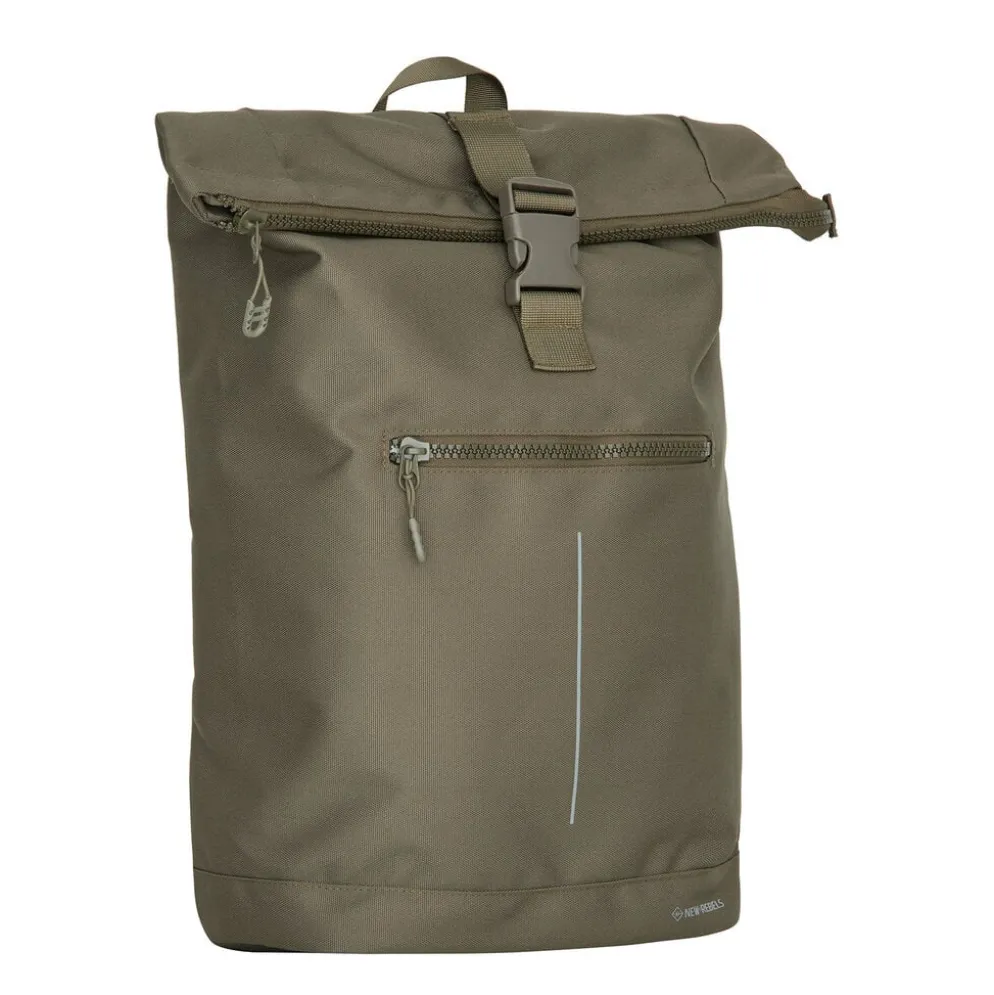 New Rebels Valor New York olijfgroen 21L Rugzak Rolltop Waterafstotend Laptop 15,6 inch