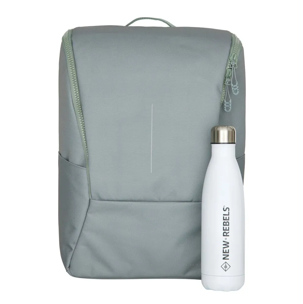 New Rebels Valor Westerly Backpack Rugzak 14L Schooltas Werktas Laptop 14 inch PU Polyester Salie Groen