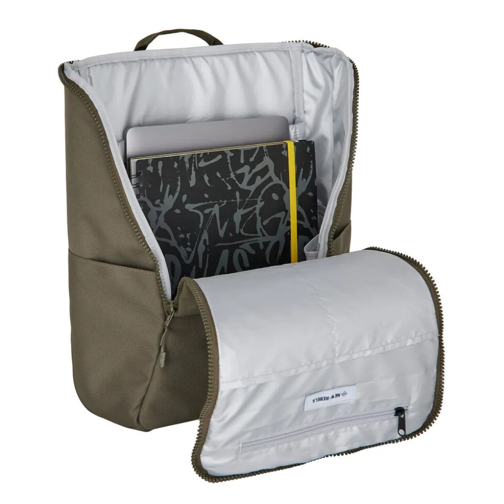New Rebels Valor Westerly Backpack Rugzak 14L Schooltas Werktas Laptop 14 inch PU Polyester Olive