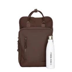 New Rebels William Milwaukee 18 L Laptoprugzak – Waterafstotend PU, Geschikt voor 15,6″ Laptop Mocca