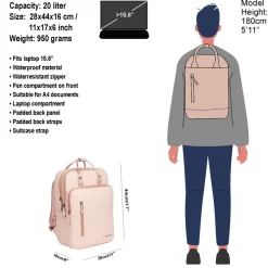New Rebels William Milwaukee Oudroze 18L Rugzak Waterafstotend Laptop 15.6