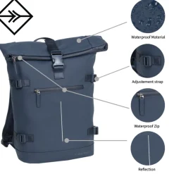 New Rebels William Riverside Navy 19L Rugzak Waterafstotend Laptop 15.6