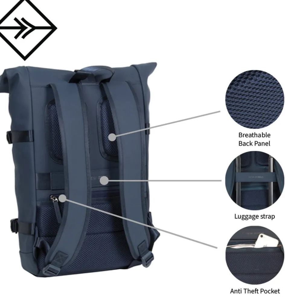 New Rebels William Riverside Antraciet 19L Rugzak Waterafstotend Laptop 15.6"
