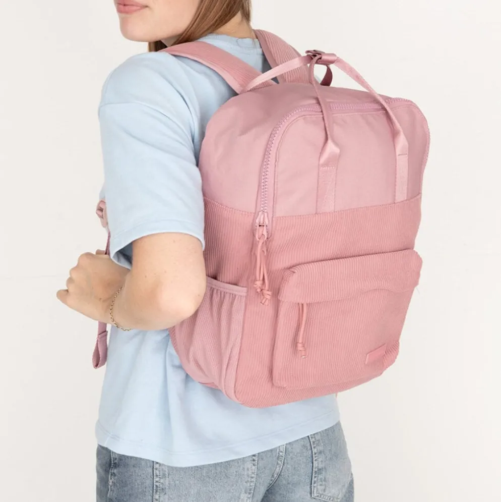 Springfield Los Angeles Ribbi Rugzak 13L – Stevig Rib Polyester – Lichtgewicht Schooltas & Werktas - Old Pink